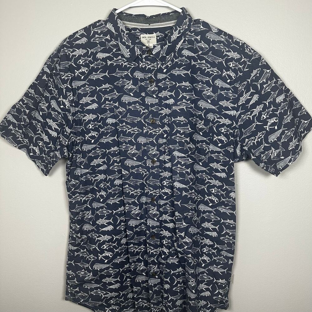 Jack O’Neill Button-Down Casual S/S Fish Print Shirt MEDIUM